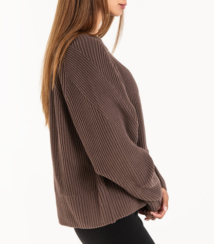 Bhumi Organic Cotton - Rib Knit Jumper - Chocolate