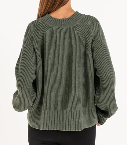 Bhumi Organic Cotton - Rib Knit Jumper - Olive