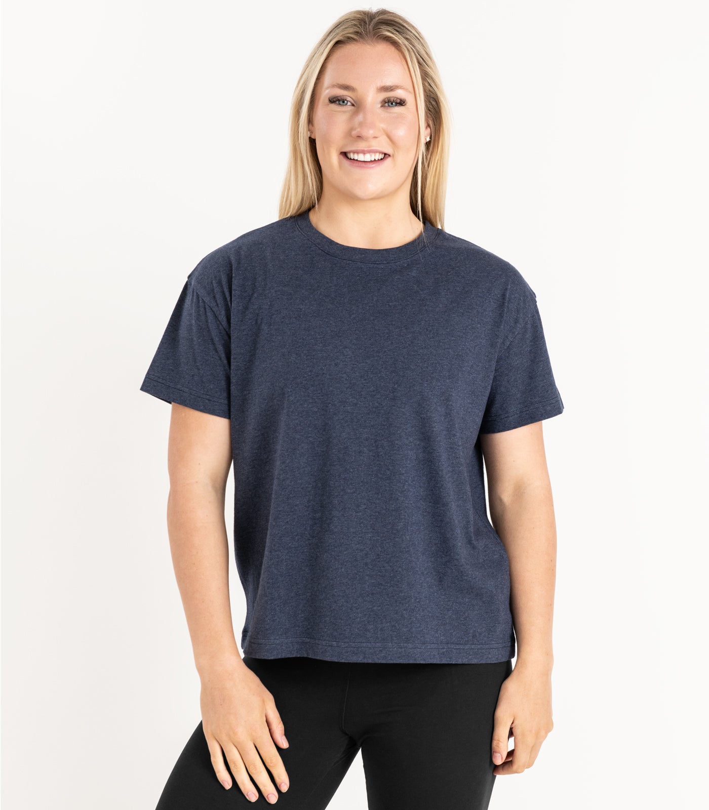 Bhumi Organic Cotton - Oversized Boxy Tee - New Arrival - Navy Melange