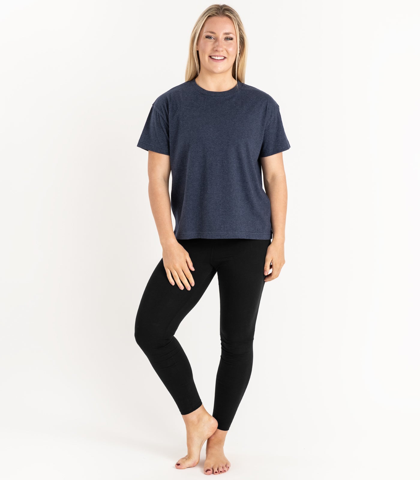 Bhumi Organic Cotton - Oversized Boxy Tee - New Arrival - Navy Melange