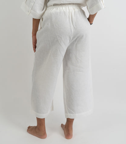 Organic Linen Balloon Lounge Pants - White