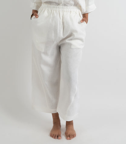 Organic Linen Balloon Lounge Pants - White