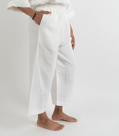 Organic Linen Balloon Lounge Pants - White
