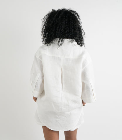Organic Linen Lounge Shirt - White