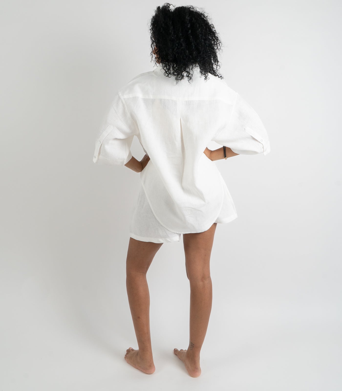 Organic Linen Lounge Shirt - White