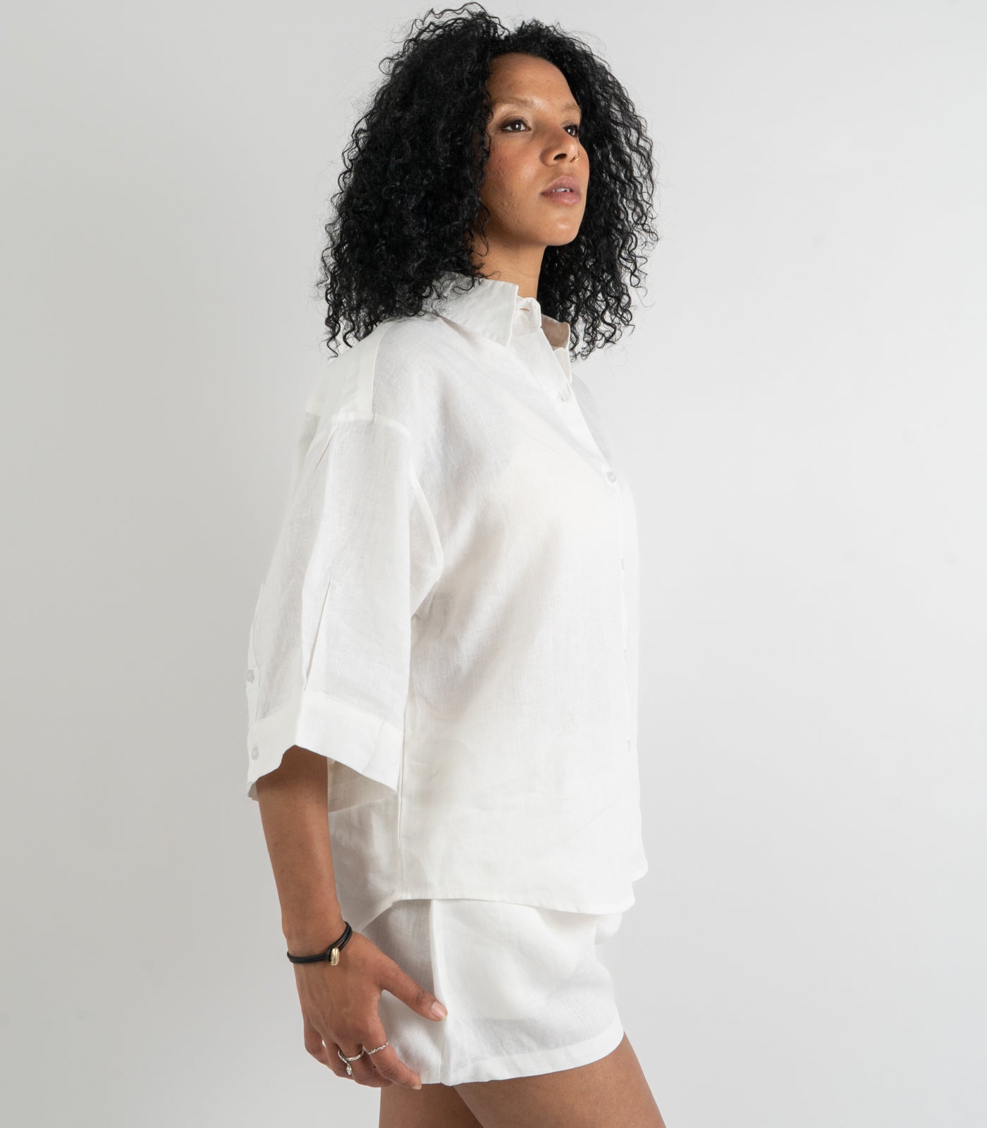 Organic Linen Lounge Shirt - White