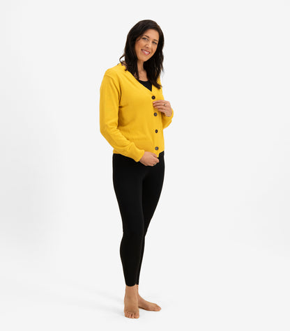 Bhumi Organic Cotton - Fine Knit V Neck Cardigan - Butterscotch