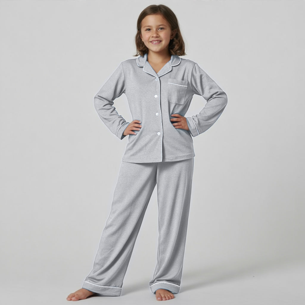 Kids Jersey Long PJ Set - Grey Melange