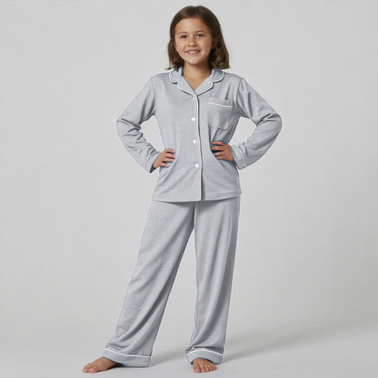 Kids Jersey Long PJ Set - Grey Melange