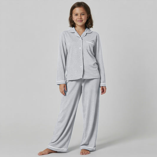 Kids Jersey Long PJ Set - Grey Melange