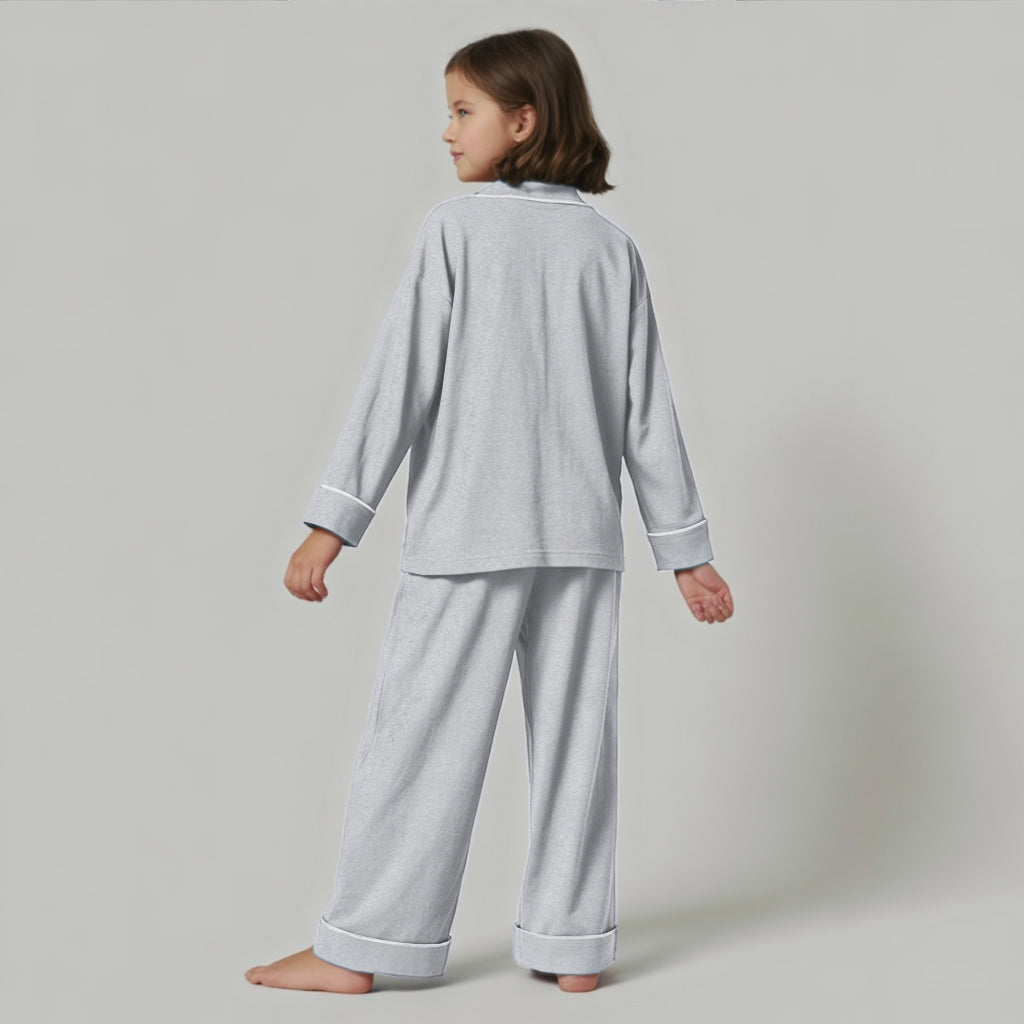 Kids Jersey Long PJ Set - Grey Melange