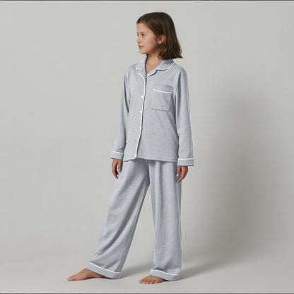 Kids Jersey Long PJ Set - Grey Melange