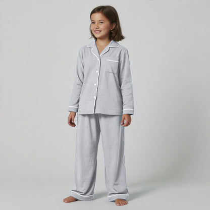 Kids Jersey Long PJ Set - Grey Melange
