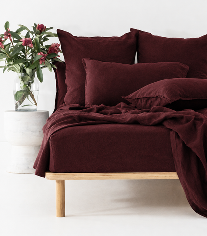 Linen Fitted Sheet - Plum