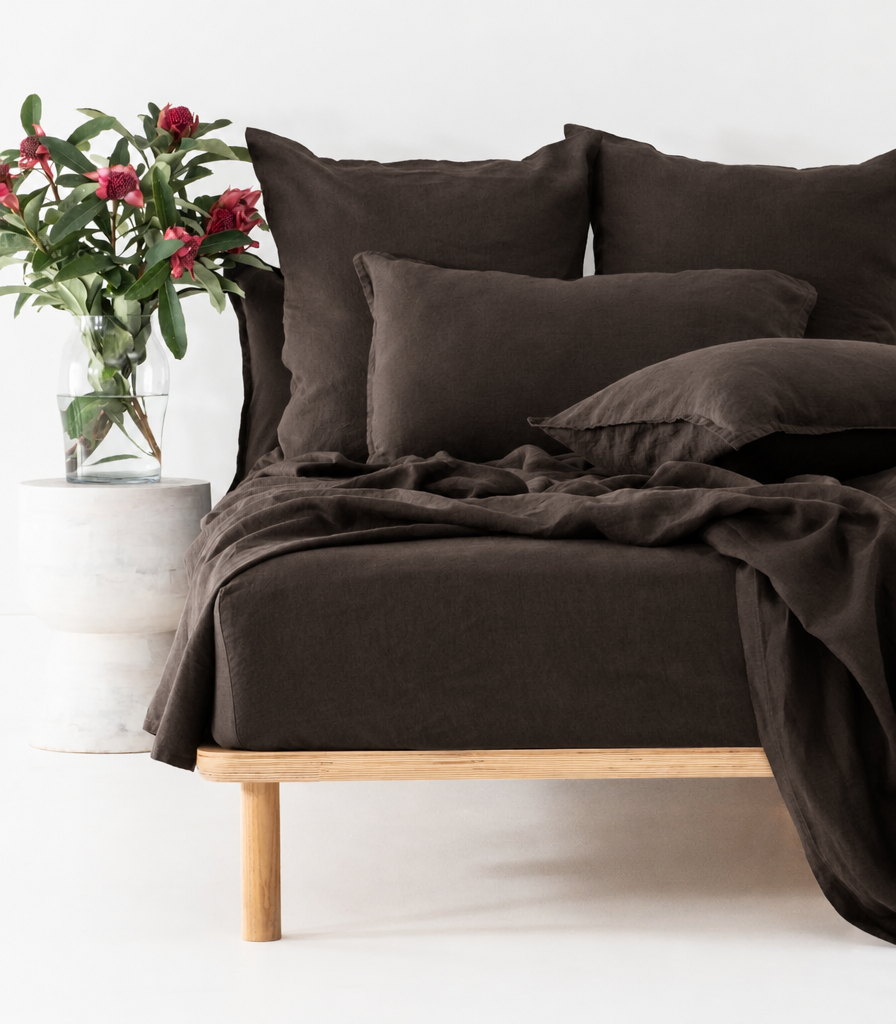 Linen Fitted Sheet - Chocolate