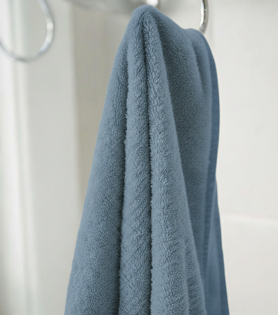 Bhumi Organic Cotton - Twill Bath Towel - Stone Blue