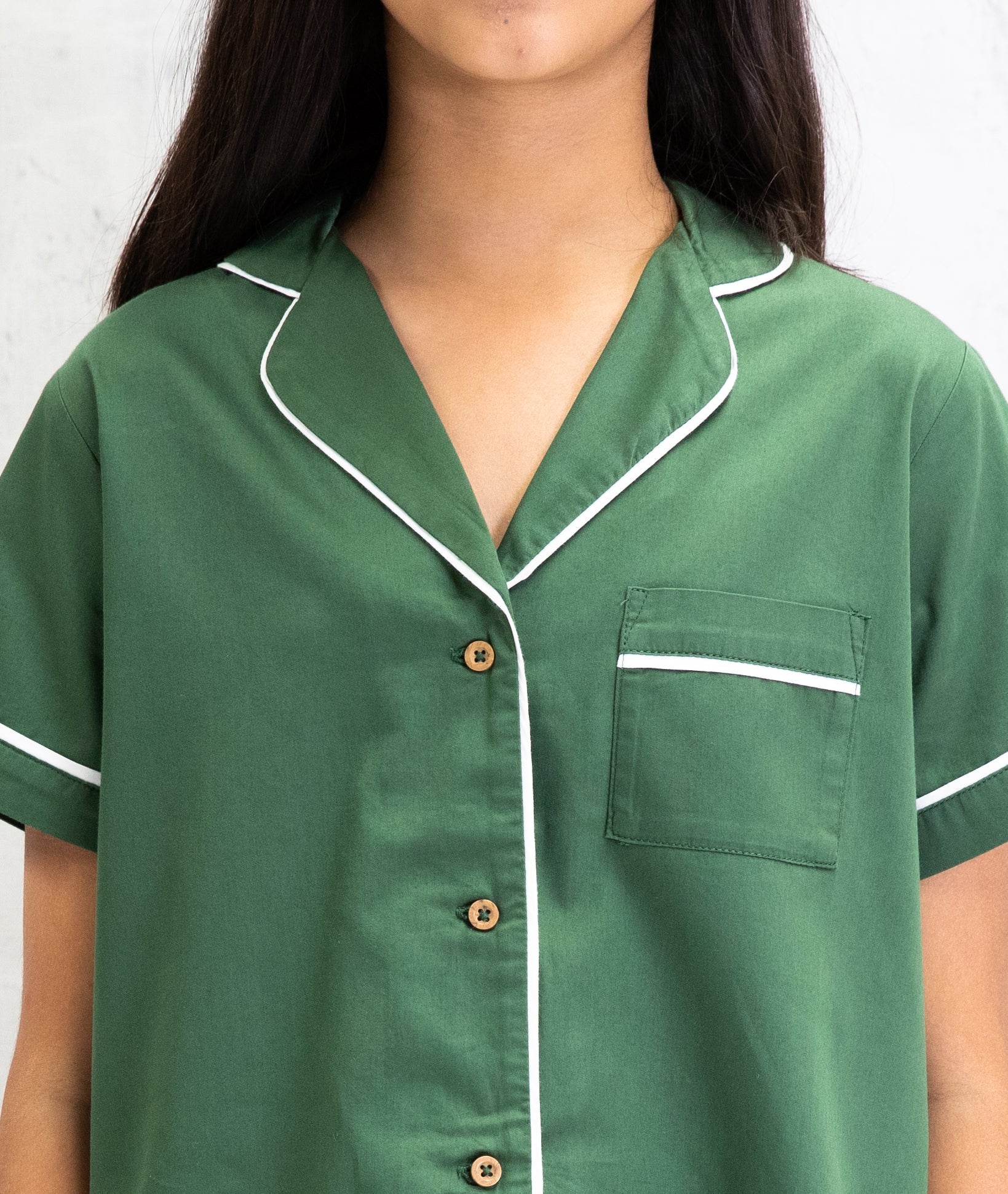 Bhumi Organic Cotton - Kids Sateen Short Sleeve PJ Set - Forest Green