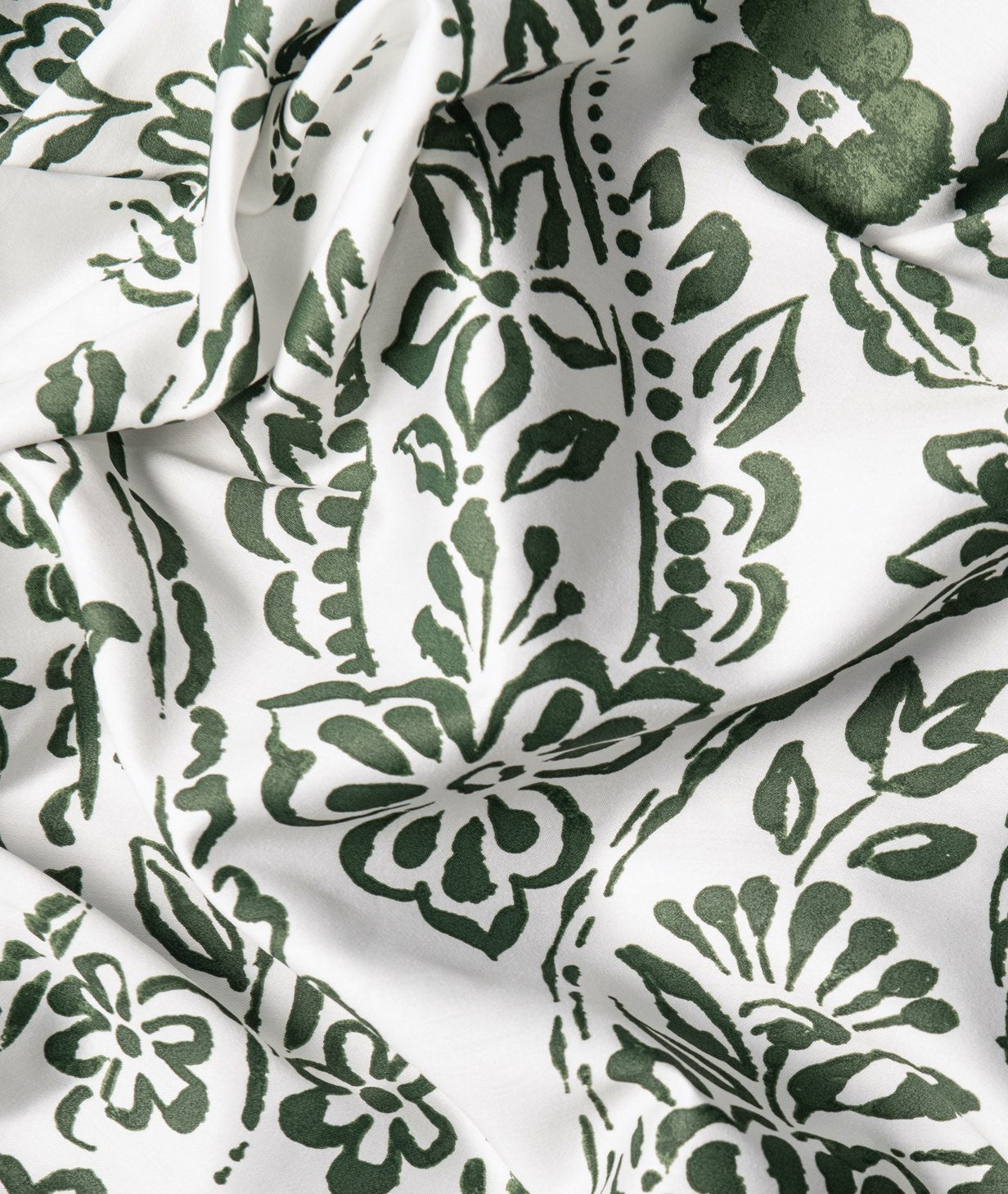 Sateen Sheet Set - Floral - Forest Green